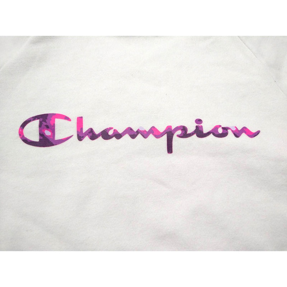 Champion Girls Tie Dye Script Logo Hoodie Size M White Fleece Sweatshirt New - Picture 6 of 8